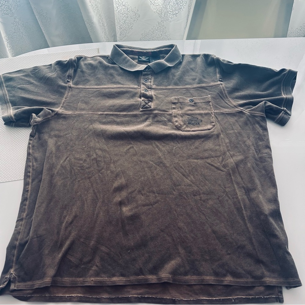 Harley Davidson Brown Polo Shirt stencil 3x